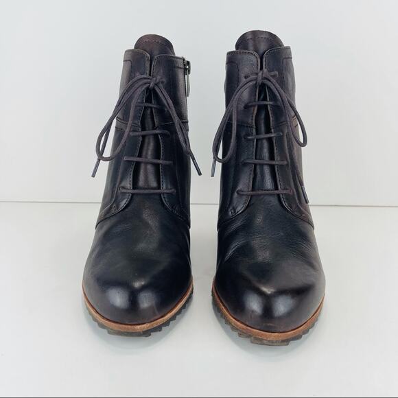 Anthropologie Biala Alyssa Brown Wedge Bootie Size 10 Luxury Leather Lace & Zip - Picture 14 of 16